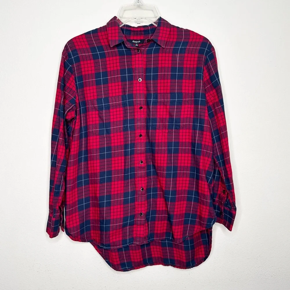 Madewell red and blue checkered plaid button down shirt - Picture 1 of 8